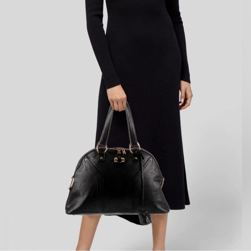 YSL LARGE PATENT LEATHER MUSE BAG EUC 11x16x6